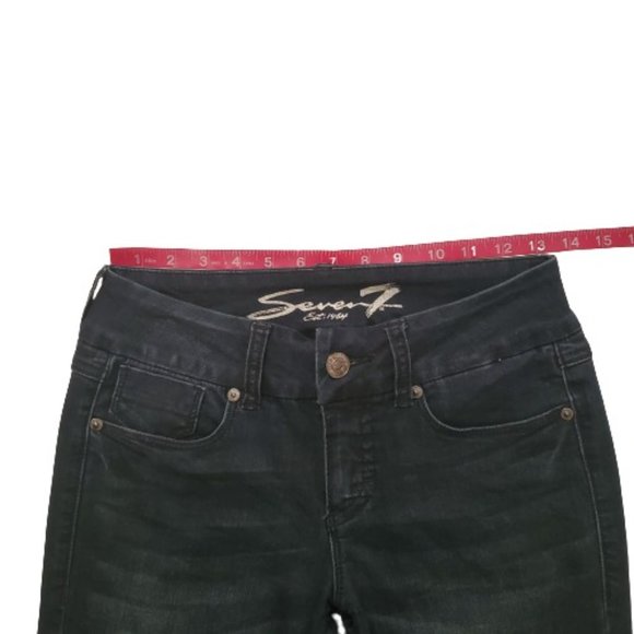 Seven7 Women's Mid Rise Tummyless Slimming Skinny Jeans Black Size 6 - Picture 7 of 10